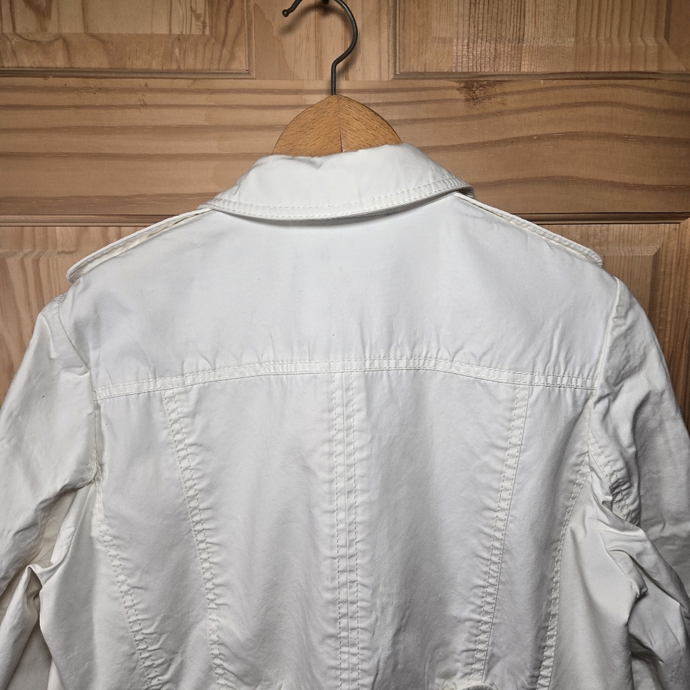 Vintage Banana Republic Trench Coat Button Womens XL White Spring Office Career - Picture 7 of 12